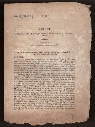 Item #L059901 Report of the Committee of Foreign Relations on the Petition of Jonathan S. Smith...