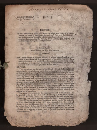 Item #L059930 Report of the Committee of Ways and Means, To Whom Was Referred a Resolution of the...